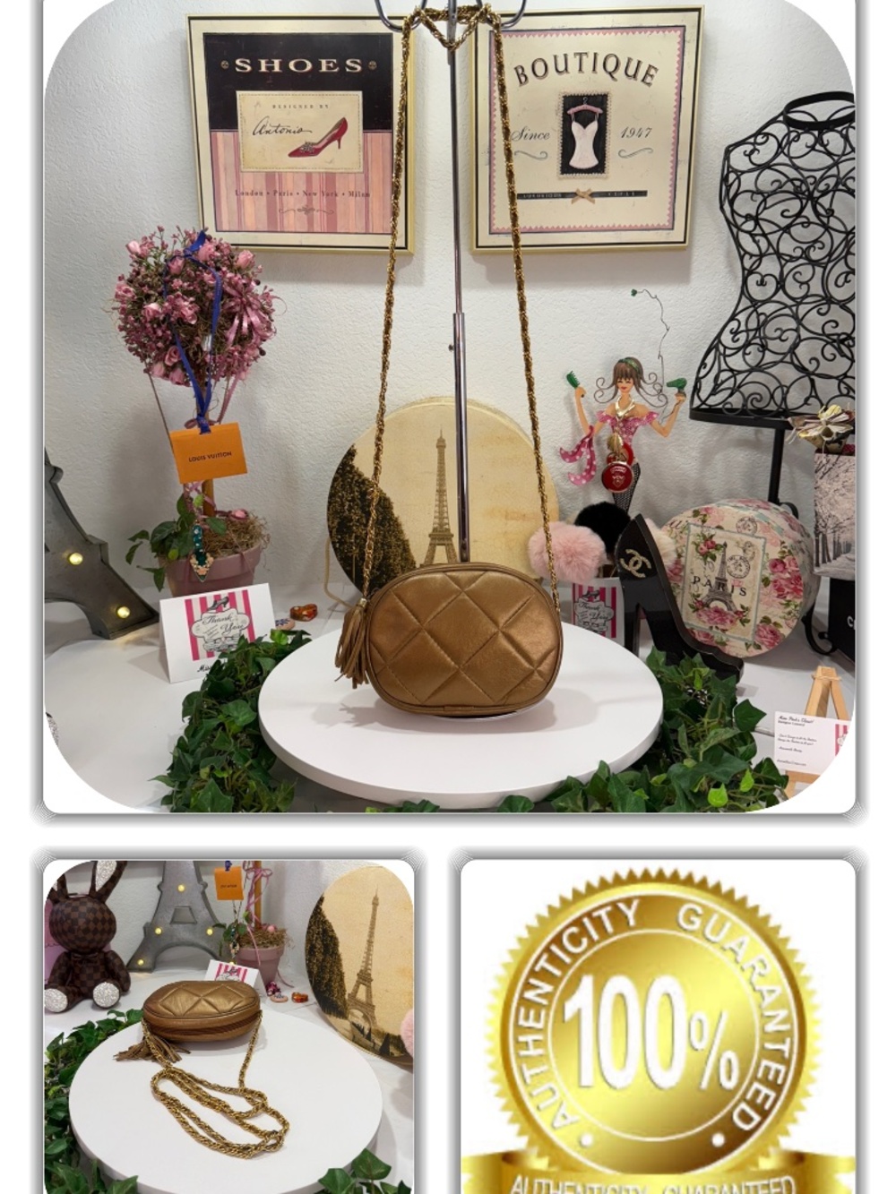 ATTRACTIVE SAKS FIFTH AVENUE GOLD TONE CHAIN HANDLE TASSEL CROSSBODY HANDBAG!